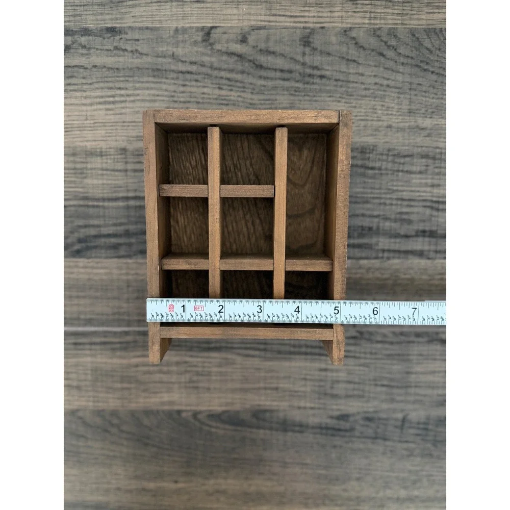 Vtg Wooden Miniature Farmhouse Rustic Shadow Box Cubby Shelf Curio Cabinet